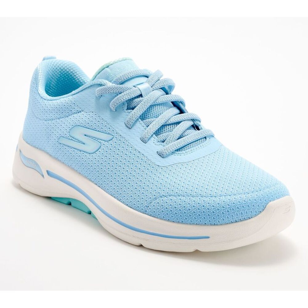Skechers Women's Sz 8.5 GOWALK Arch Fit Washable Bungee Sneakers Blue